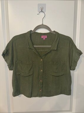 Mi Ami for Francesca’s Cropped Button-Up Shirt Top, Size M
